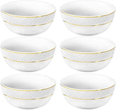 Wilmax Porzellanschüssel mit Goldlinien, 14 cm, 600 ml, 6er Set, WL-880102367/A6